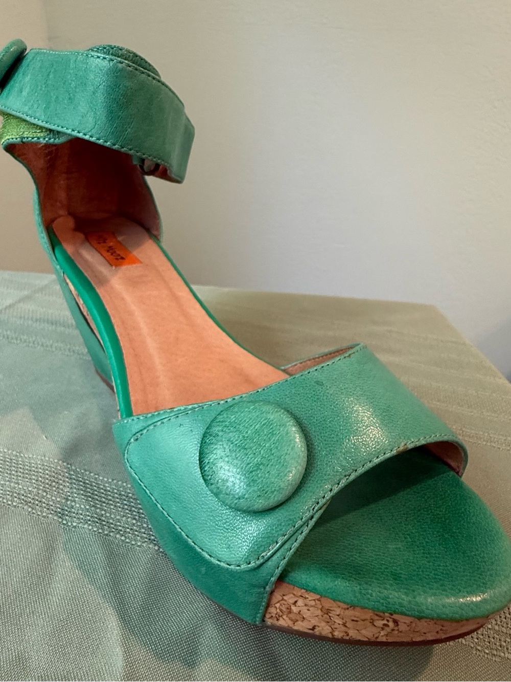 Miz Mooz Yael Ankle-Strap Sandal Wedge Green 9 - Picture 2 of 10